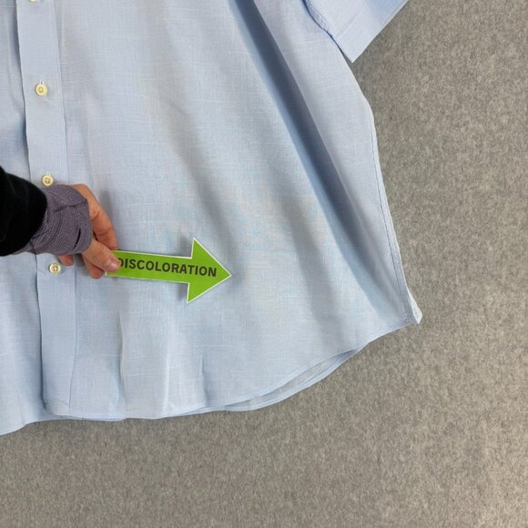 Ralph Lauren Mens 4XB Big Carolina Blue Button Front Shirt Collared Pink Pony SS - Picture 10 of 15